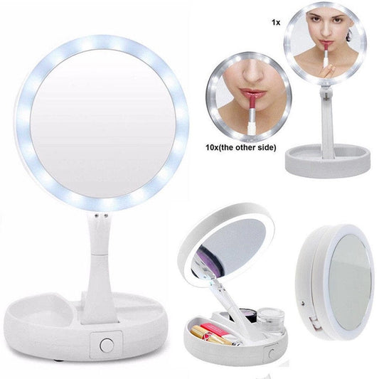 Foldable USB Led Mirror Makeup White Vanity JG-988