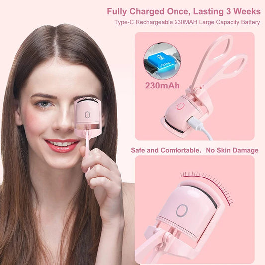 Heated Eyelashes Curler Portable USB Rechargeable Electric Eyelash