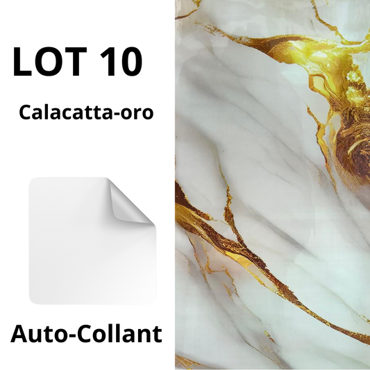 10 Panneaux muraux autocollants - Carreaux Marbré CALACATTA ORO - 30cmx60cm بديل الرخام