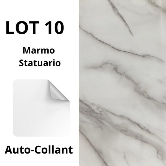10 Panneaux muraux autocollants - Carreaux Marbré MARMO STATUARIO - 30cmx60cm بديل الرخام