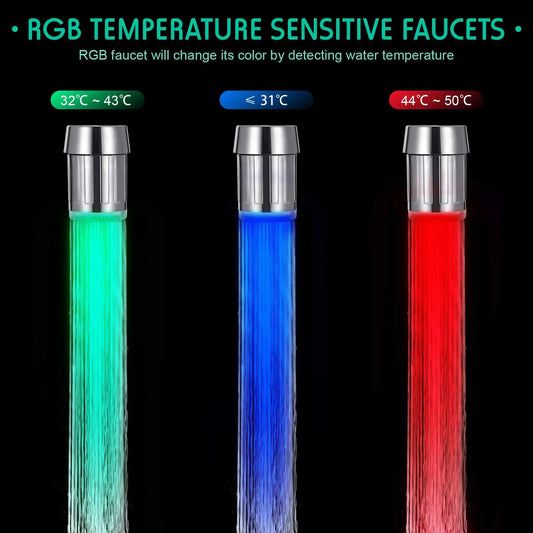 LED Temperature Sensitive Faucet Water Saving Kitchen Bathroom