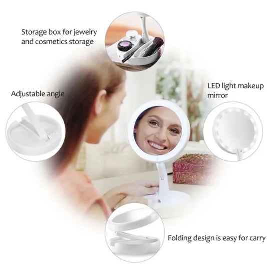 Foldable USB Led Mirror Makeup White Vanity JG-988