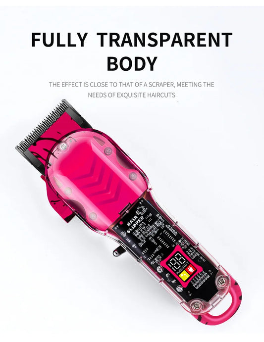 New Transparent Professional Hairdresser Lcd Electric Hair Clipper