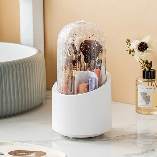 Rotating Makeup Brush Storage Box Portable Multifunction Dust Proof