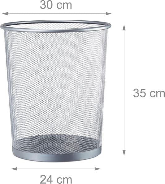 Corbeille Métallique, Poubelle de Bureau à Papier Gris Métallisée