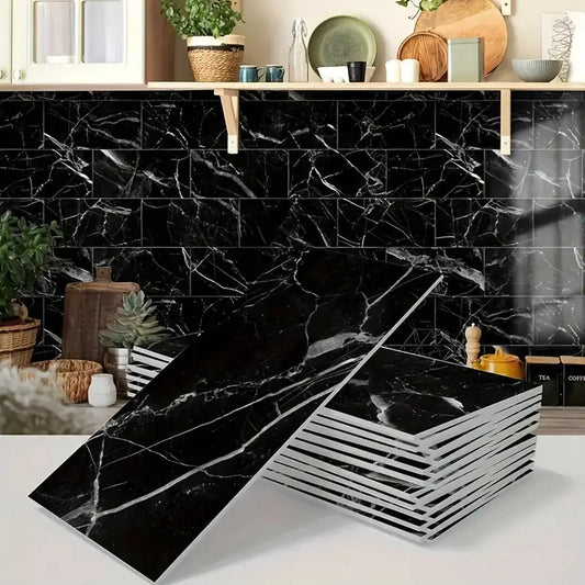 10 Panneaux muraux autocollants - Carreaux Marbré NERO MARQUIRA - 30cmx60cm  بديل الرخام