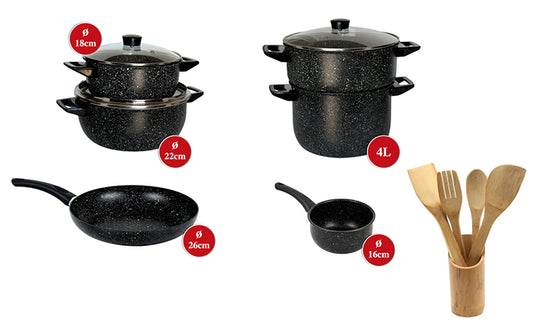 Batterie de cuisine Cook'art Granite 14 pièces